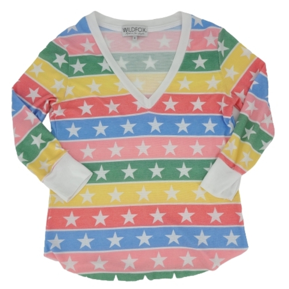 Wildfox Leroy Stellar Star Rainbow Stripe Thermal - Picture 2 of 9